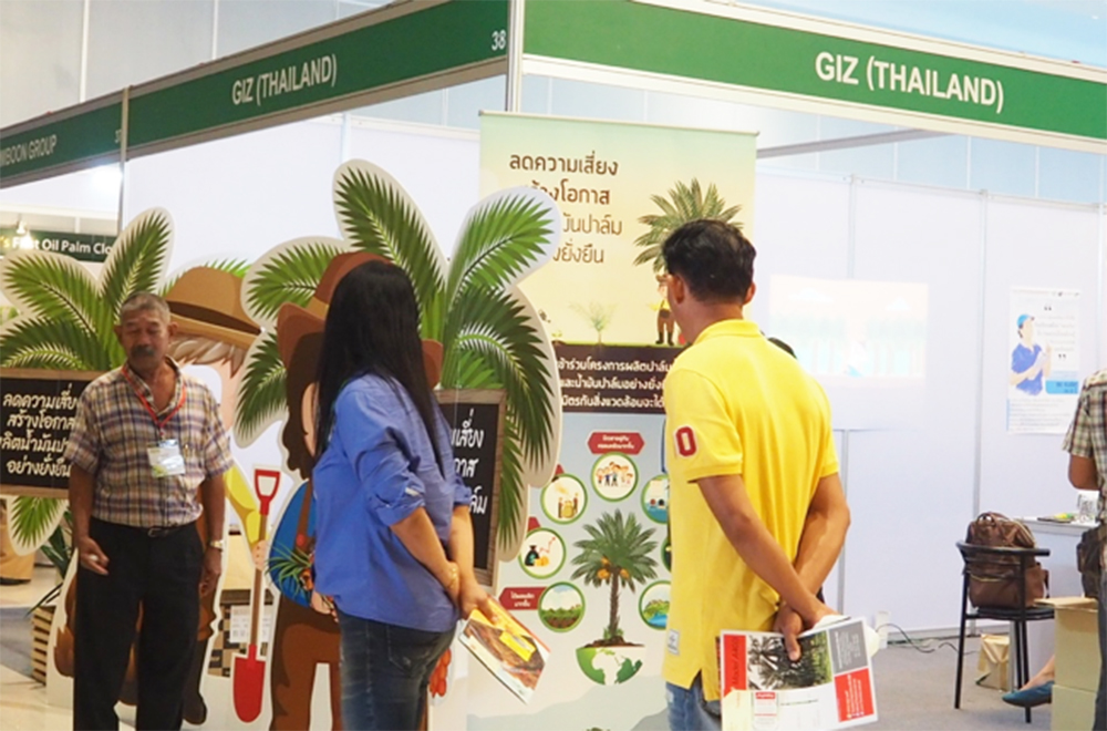 Visitors pay attention to GIZ Thailand’s booth during PALMEX Thailand. (Photo credit: GIZ Thailand)